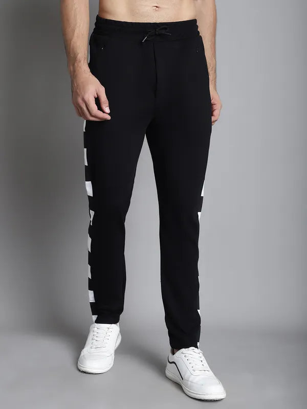 Black Cotton Printed Joggers For Men - XL, Black image