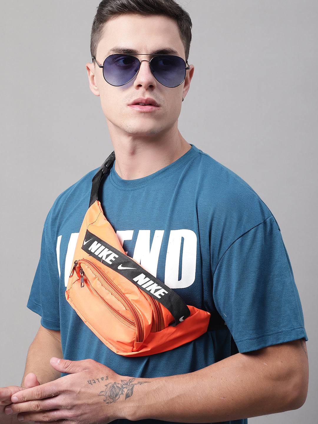 DOOR74 MENS LEGEND PRINTED TEAL COLOR OVERSIZE FIT TSHIRT image 1