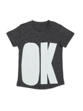 Door74 Unisex Grey Ok Printed Round Neck T-Shirt image 0