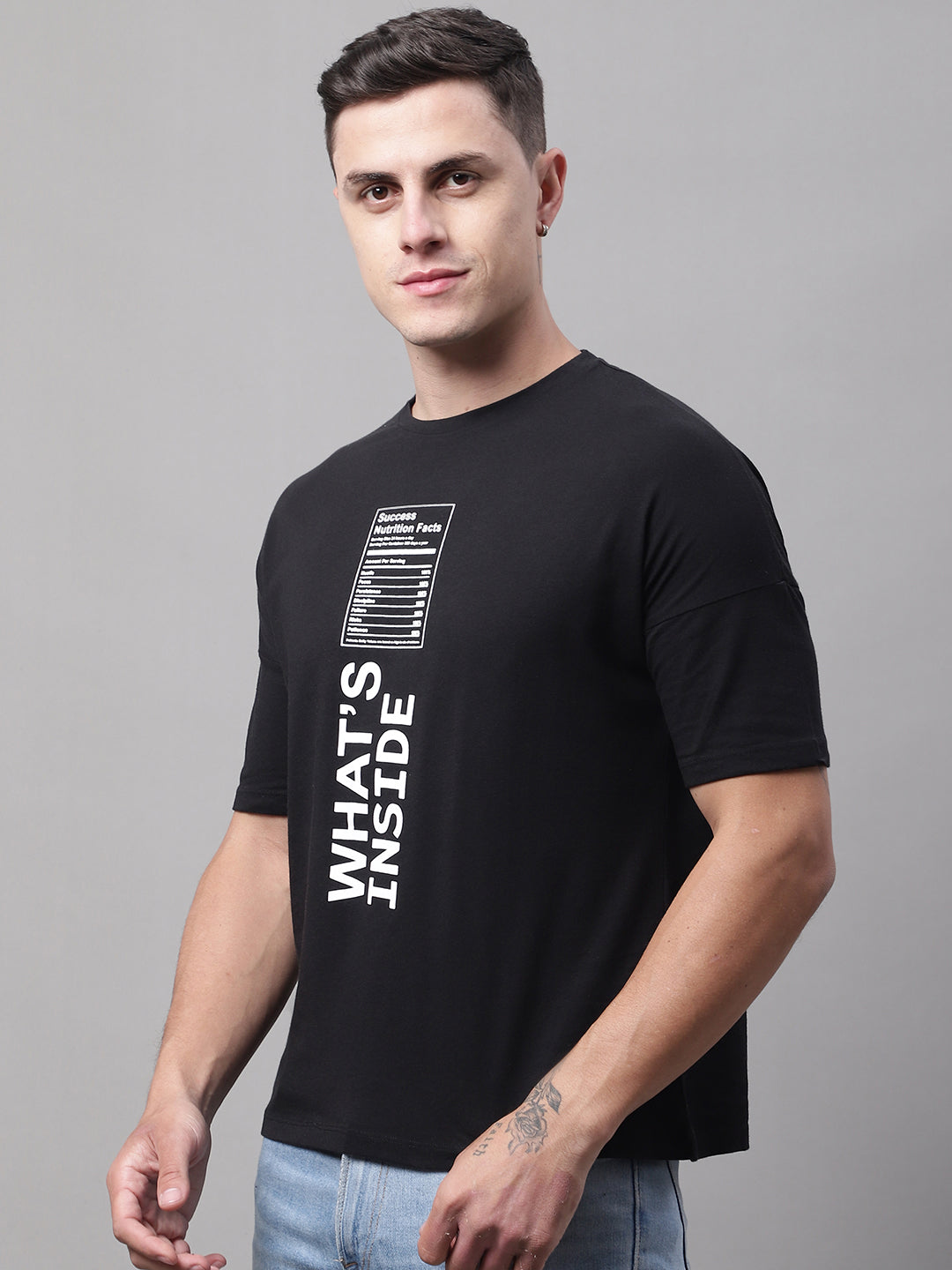 Whats Inside Printed Black Color Regular Fit T-shirt image 1