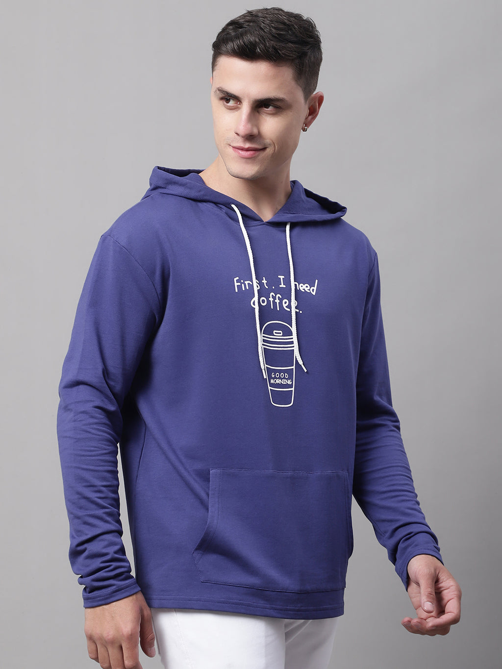 Men's Typography Printed Hooded Sweatshirt image 5