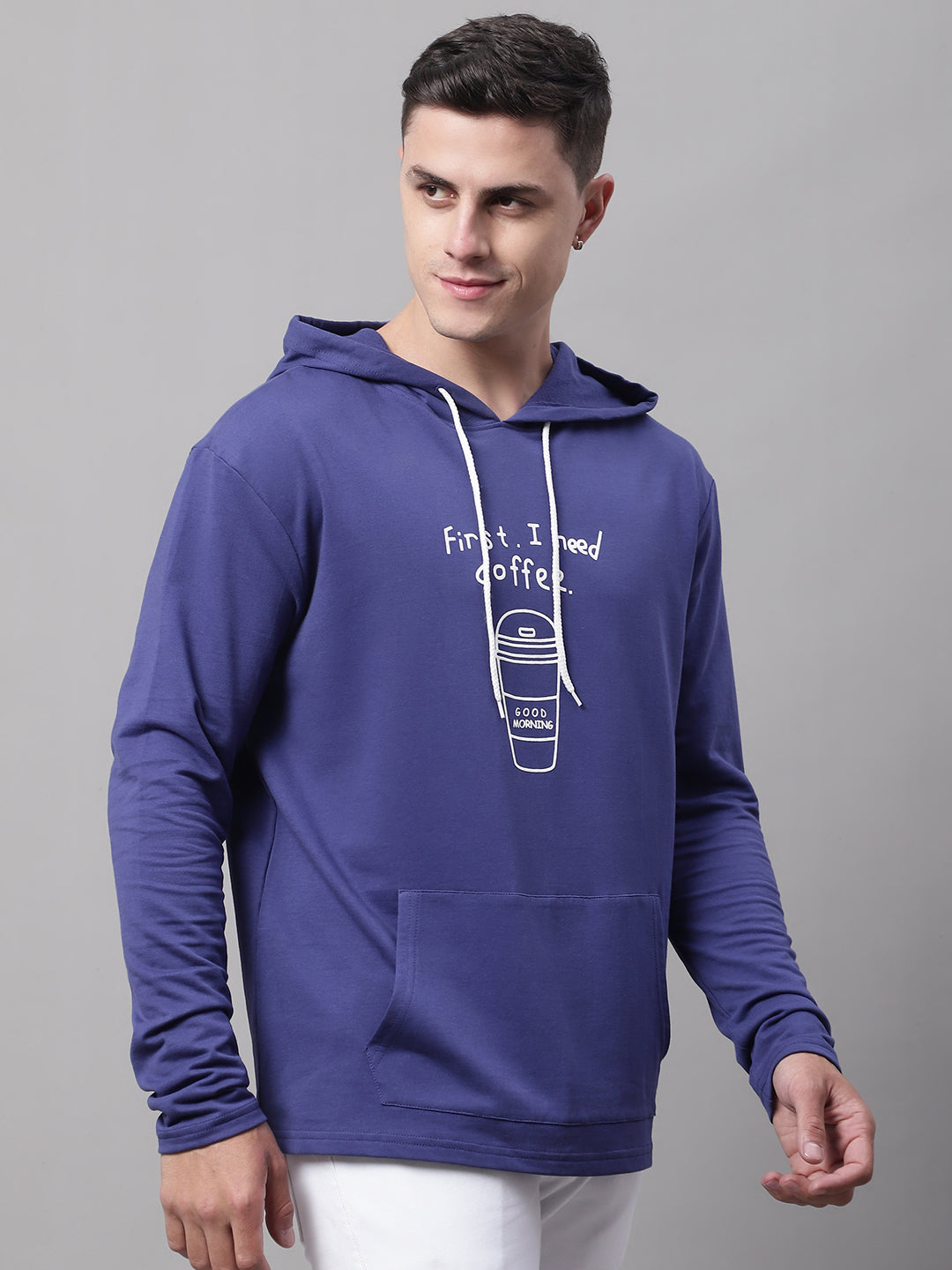 Men's Typography Printed Hooded Sweatshirt image 5