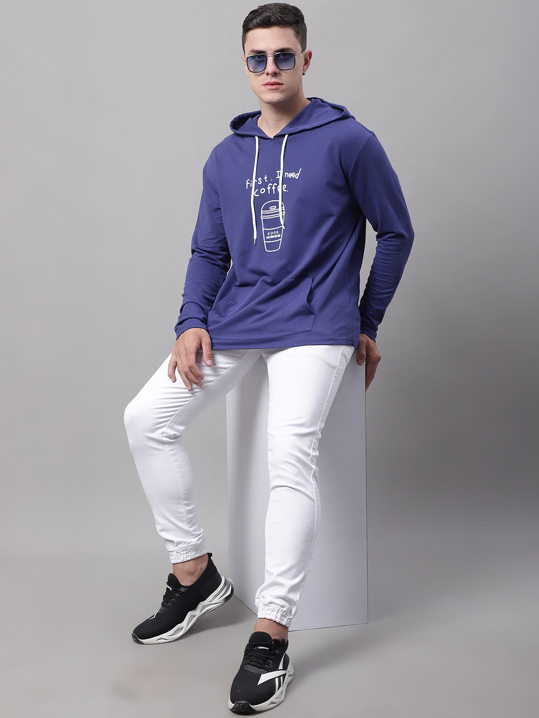 Men's Typography Printed Hooded Sweatshirt image 4
