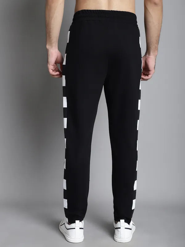 Black Cotton Printed Joggers For Men image 2