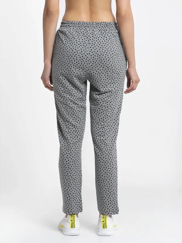 Grey Cotton Printed Joggers For Women image 2