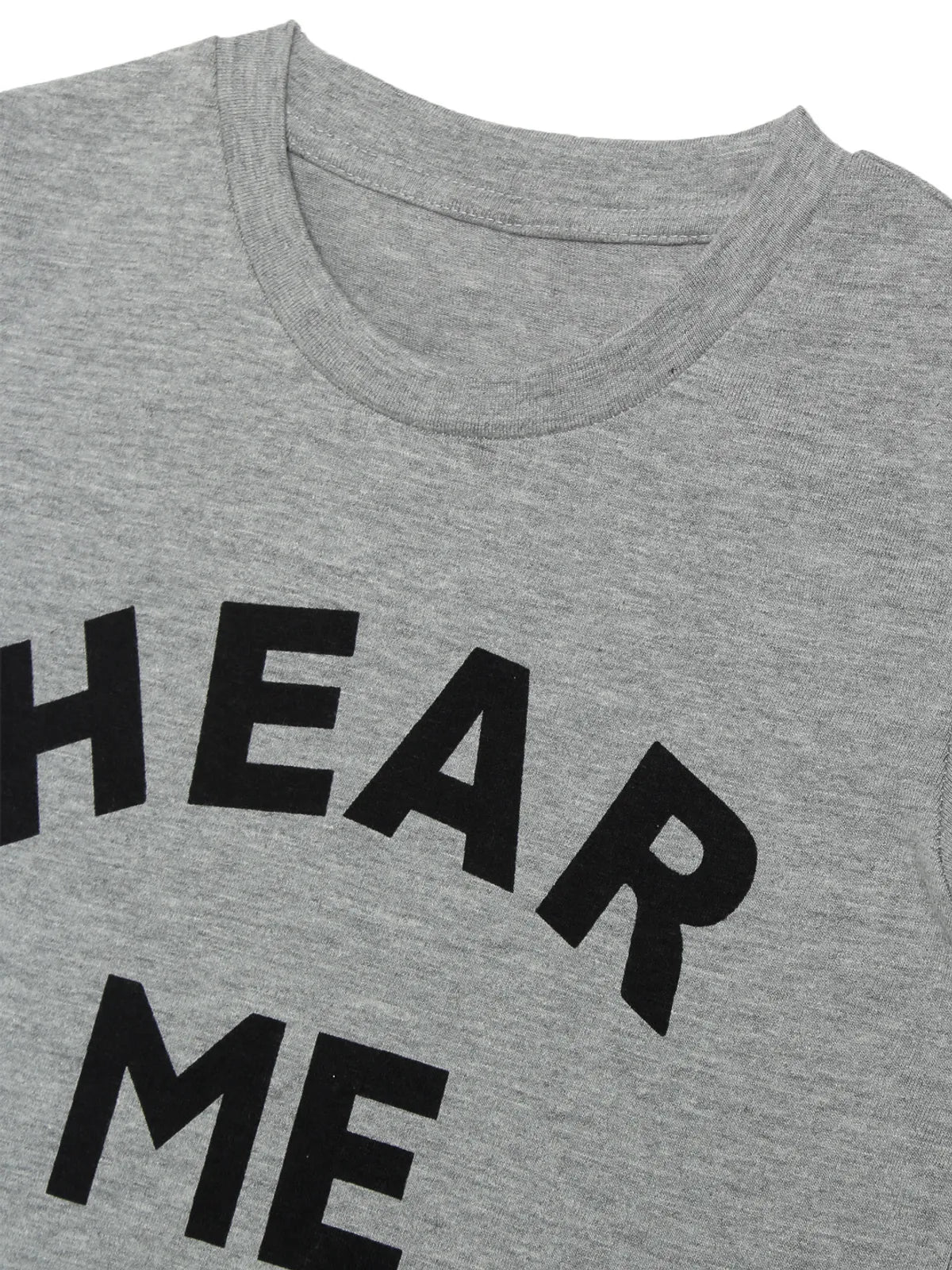Door74 Unisex Grey Hear Me Roap Printed Round Neck T-Shirt - 3-4Y image