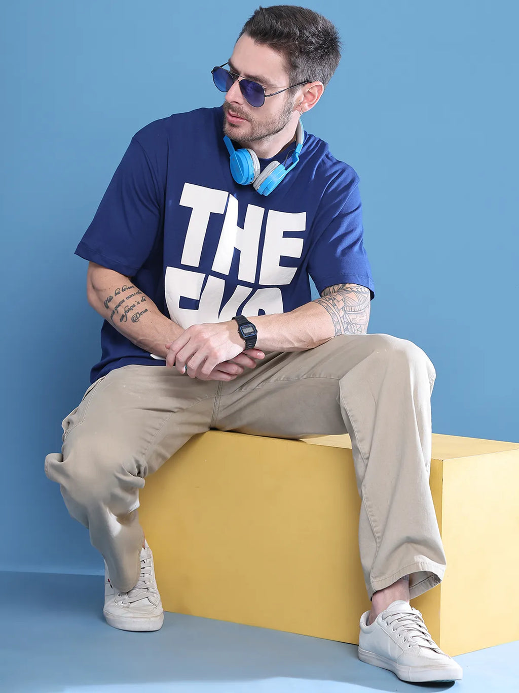 Navy The End Oversized T-shirt For Men