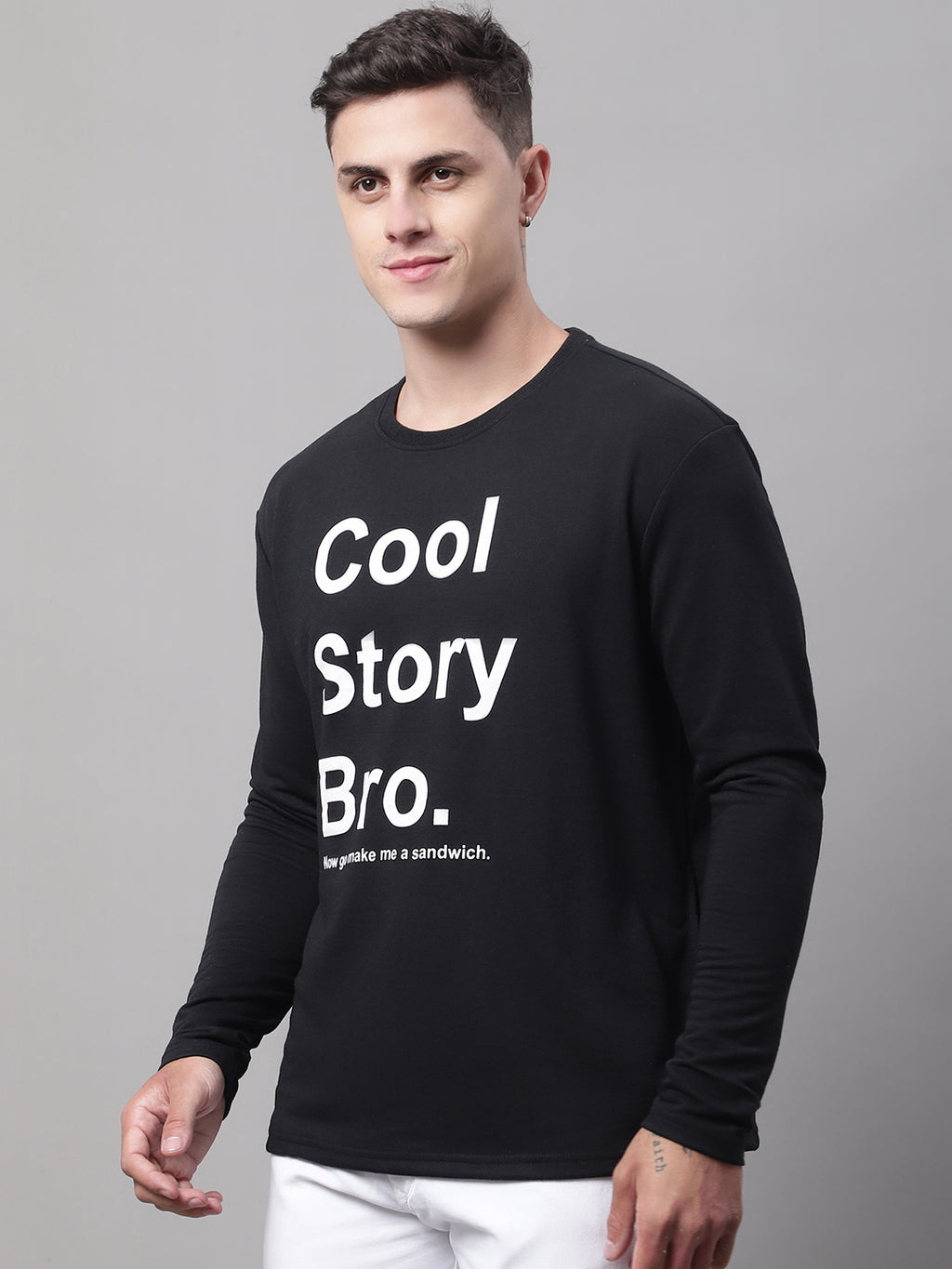 COOL STORY BRO Printed Black-Color Regular-Fit Sweatshirt image 5