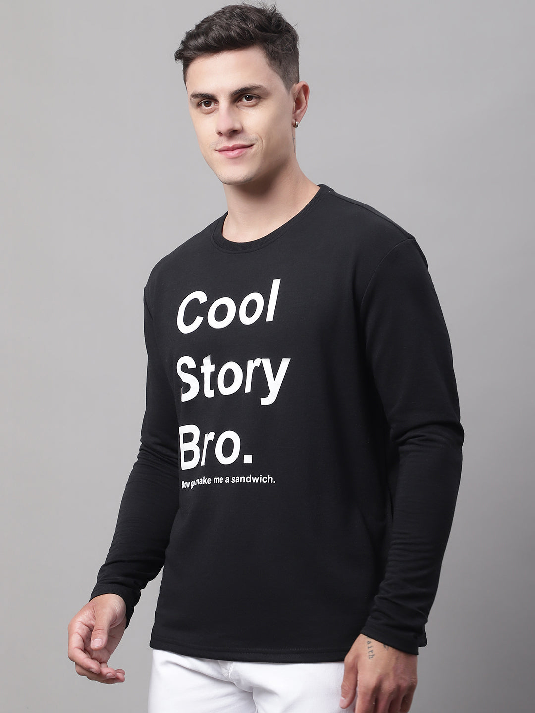 COOL STORY BRO Printed Black-Color Regular-Fit Sweatshirt image 5