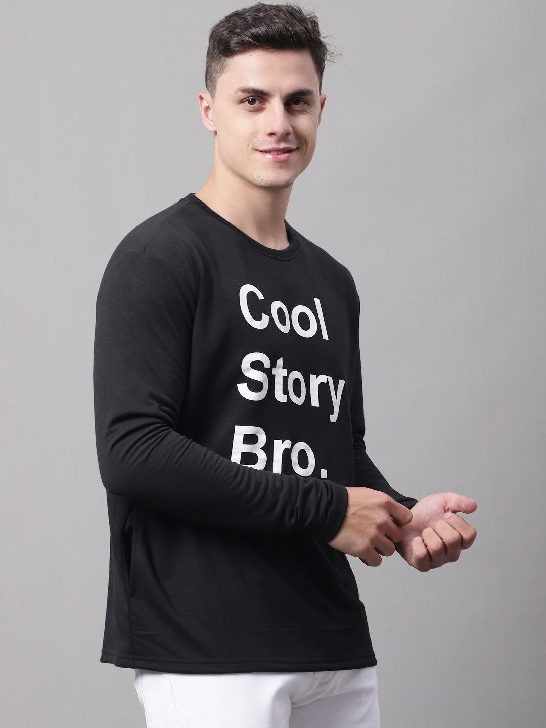 COOL STORY BRO Printed Black-Color Regular-Fit Sweatshirt image 4