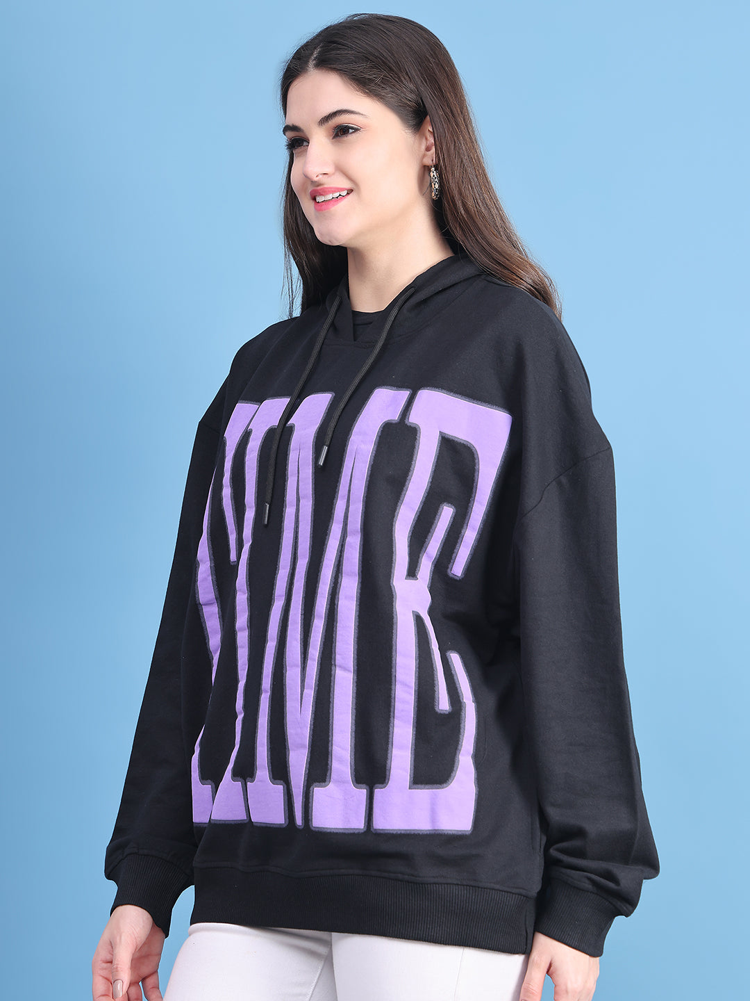 Women Typography Printed Cotton Sweatshirt image 2