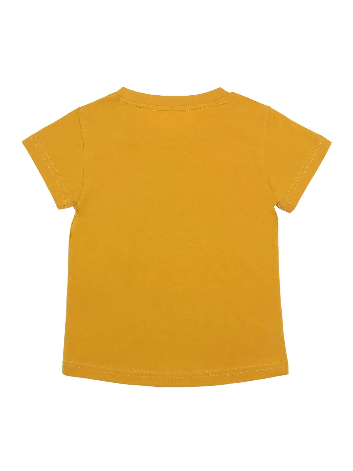 Door74 Unisex Yellow Pizza Printed Round Neck T-Shirt - 13-14Y image