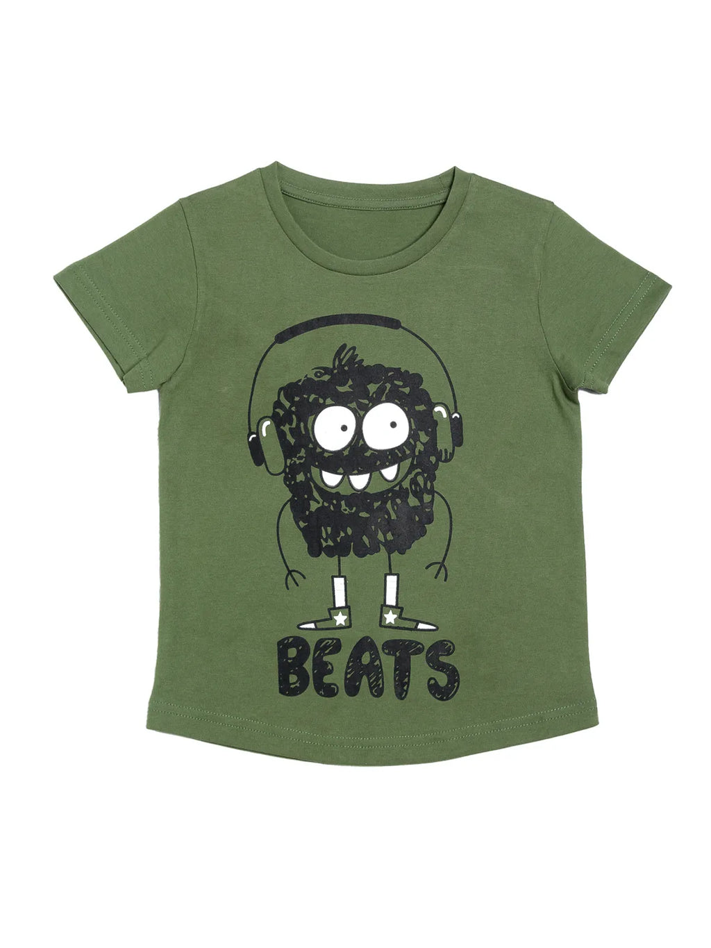 Door74 Unisex Green Monster Beats Printed Round Neck T-Shirt image 0