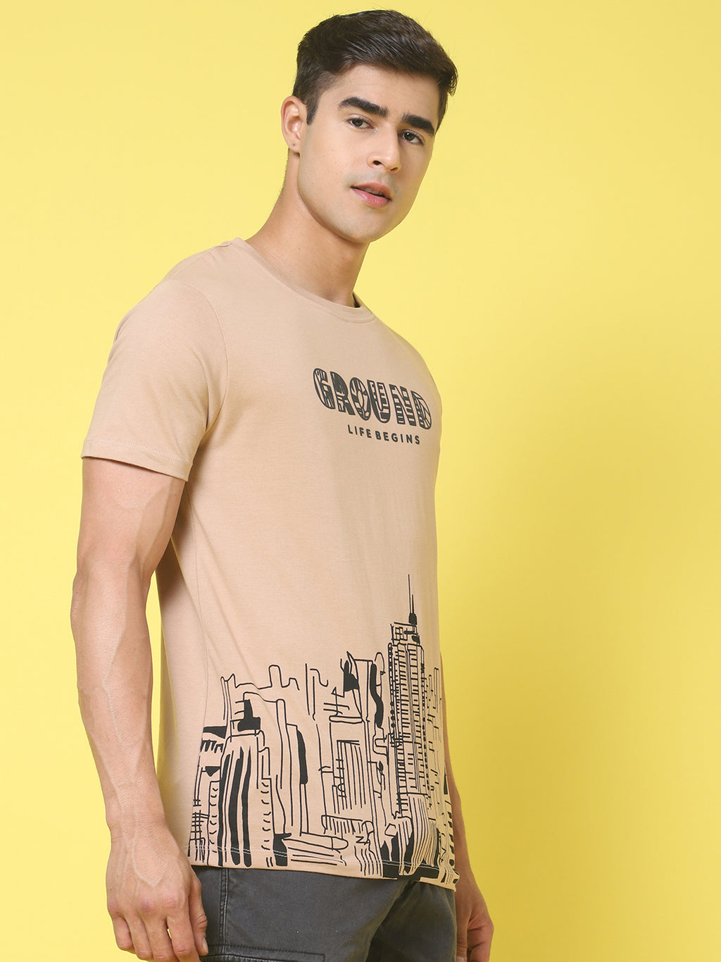 Printed Brown Regular T-shirt for Men image 4