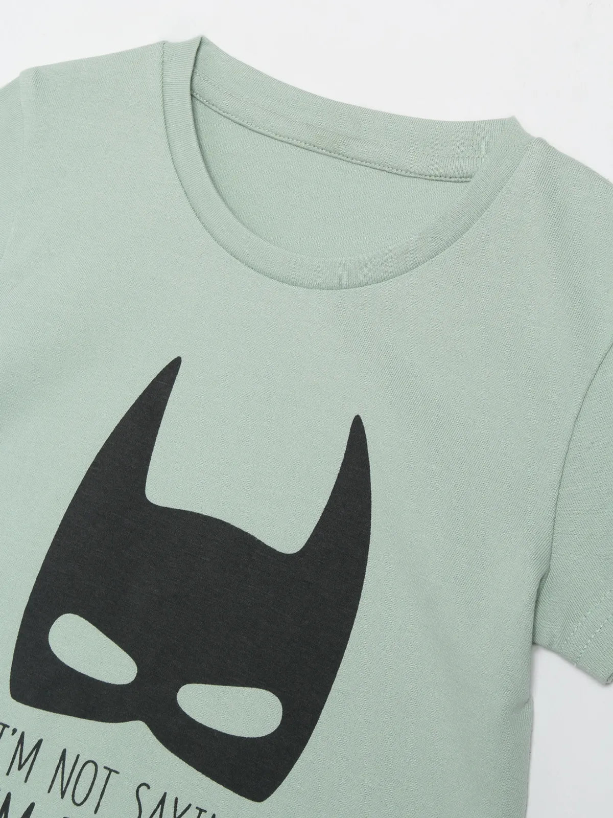 Door74 Boys Green I'm Batman Printed Round Neck T-Shirt - 5-6Y image