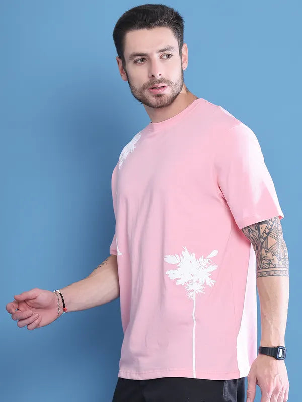 Black Printed Casual Oversized T-shirt For Men