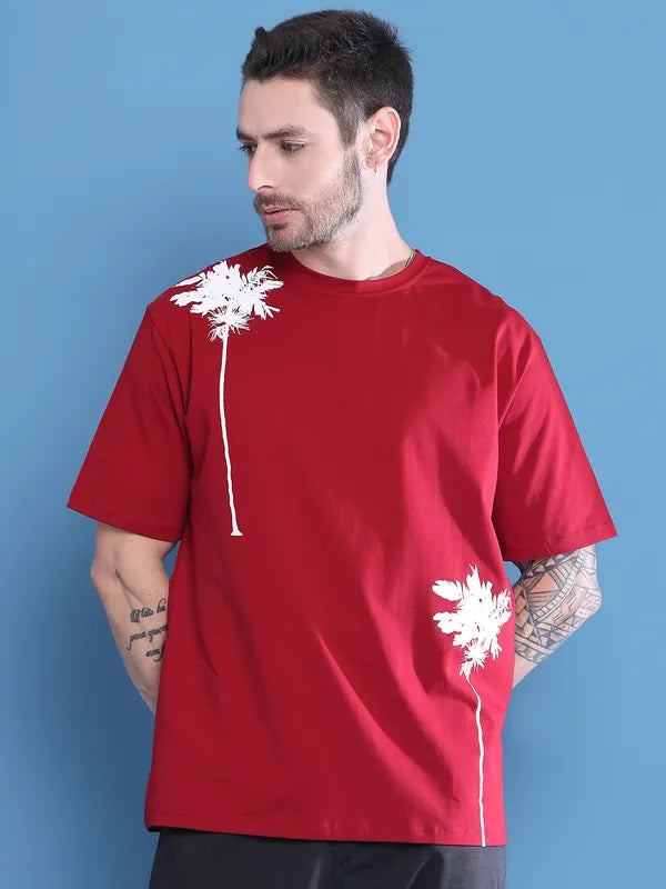 Black Printed Casual Oversized T-shirt For Men