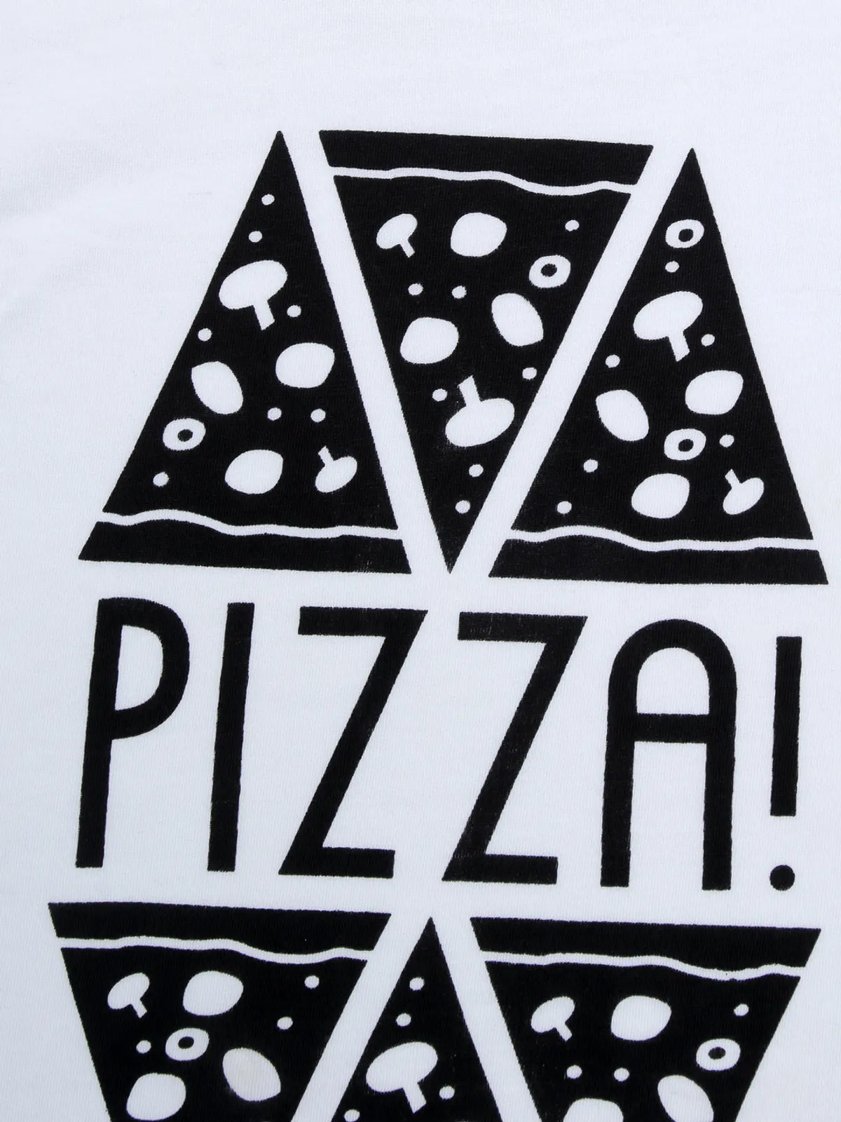 Door74 Unisex White Pizza Printed Round Neck T-Shirt - 5-6Y image