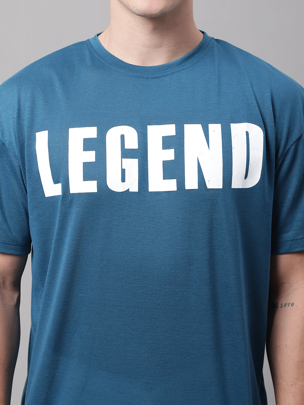 DOOR74 MENS LEGEND PRINTED TEAL COLOR OVERSIZE FIT TSHIRT image 6