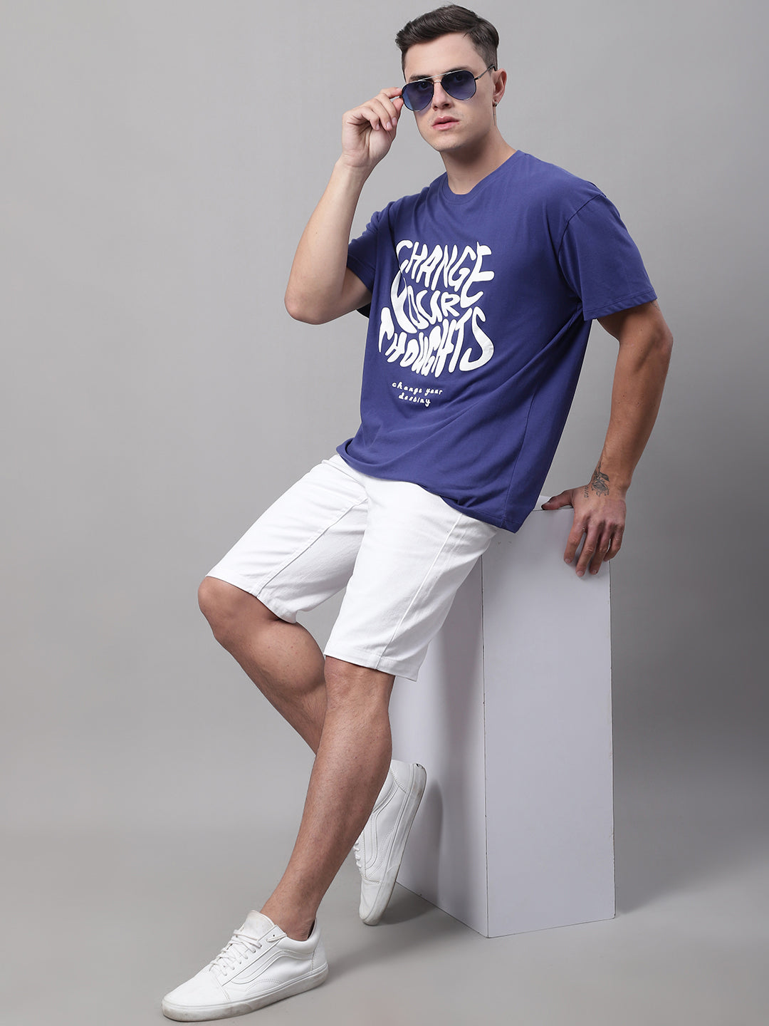 Change Thoughts Printed Navy-Color Oversize-Fit T-shirt image 3