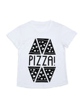 Door74 Unisex White Pizza Printed Round Neck T-Shirt image 0