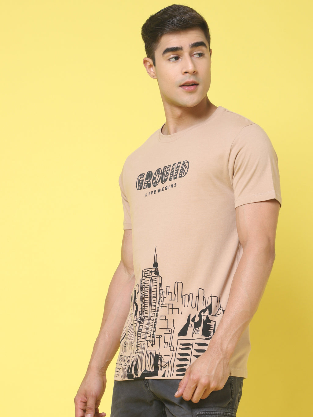 Printed Brown Regular T-shirt for Men image 5