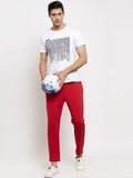 Red Cotton Solid Jogger For Men - L image