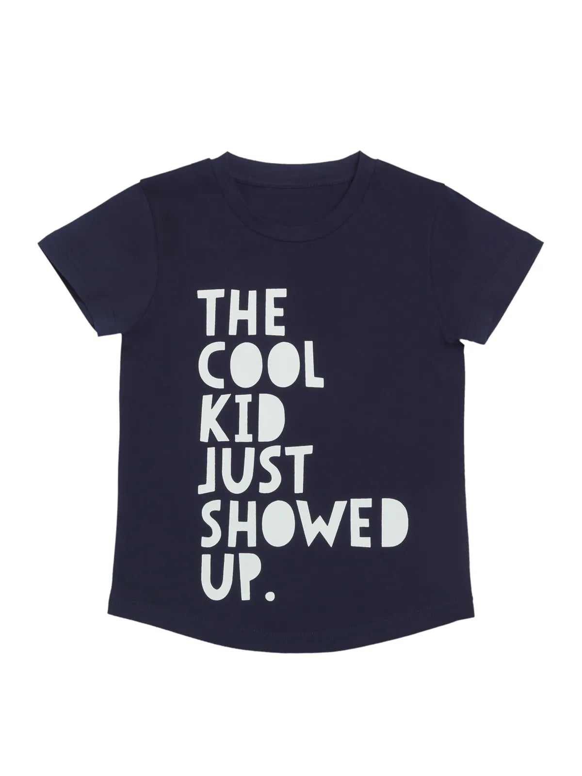 Door74 Unisex Navy Cool Kid Just Showed Up Printed Round Neck T-Shirt image 0