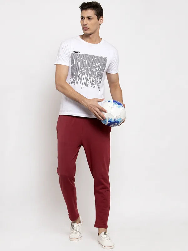 Maroon Cotton Solid Joggers for Men image 4