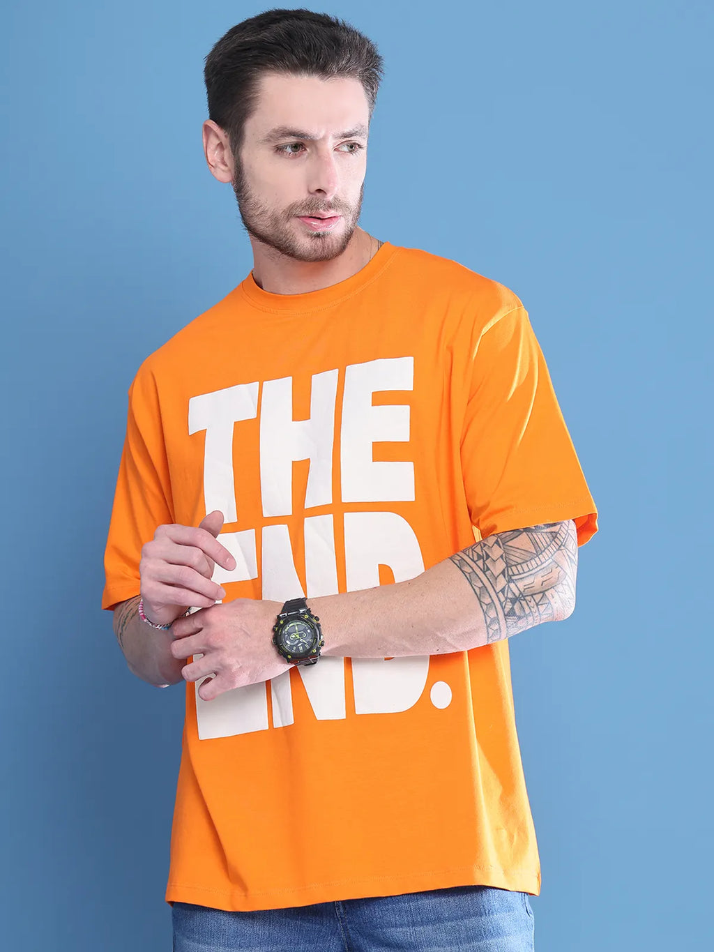 Orange The End Oversized T-shirt For Men