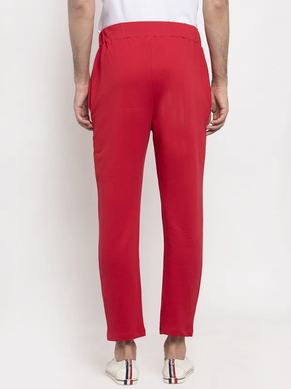 Red Cotton Solid Jogger For Men image 2