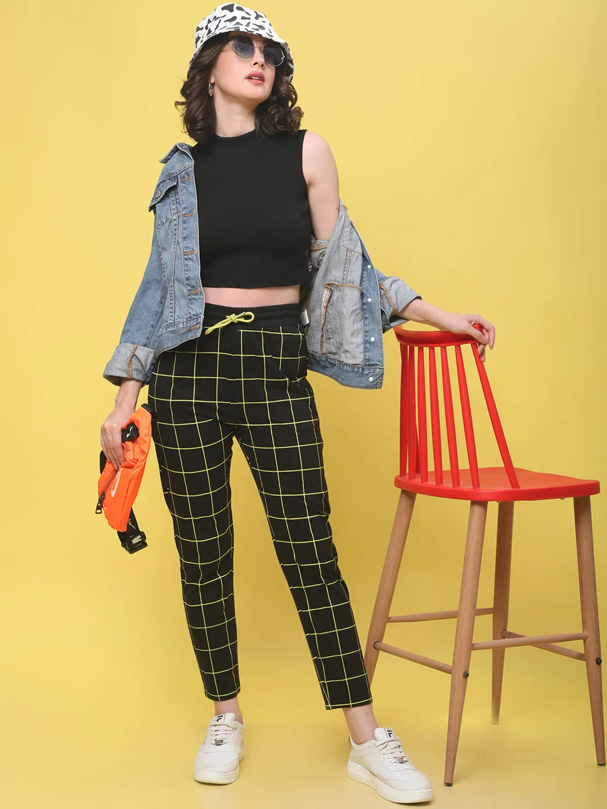 Women�s Black Cotton Printed Joggers - S, Black image