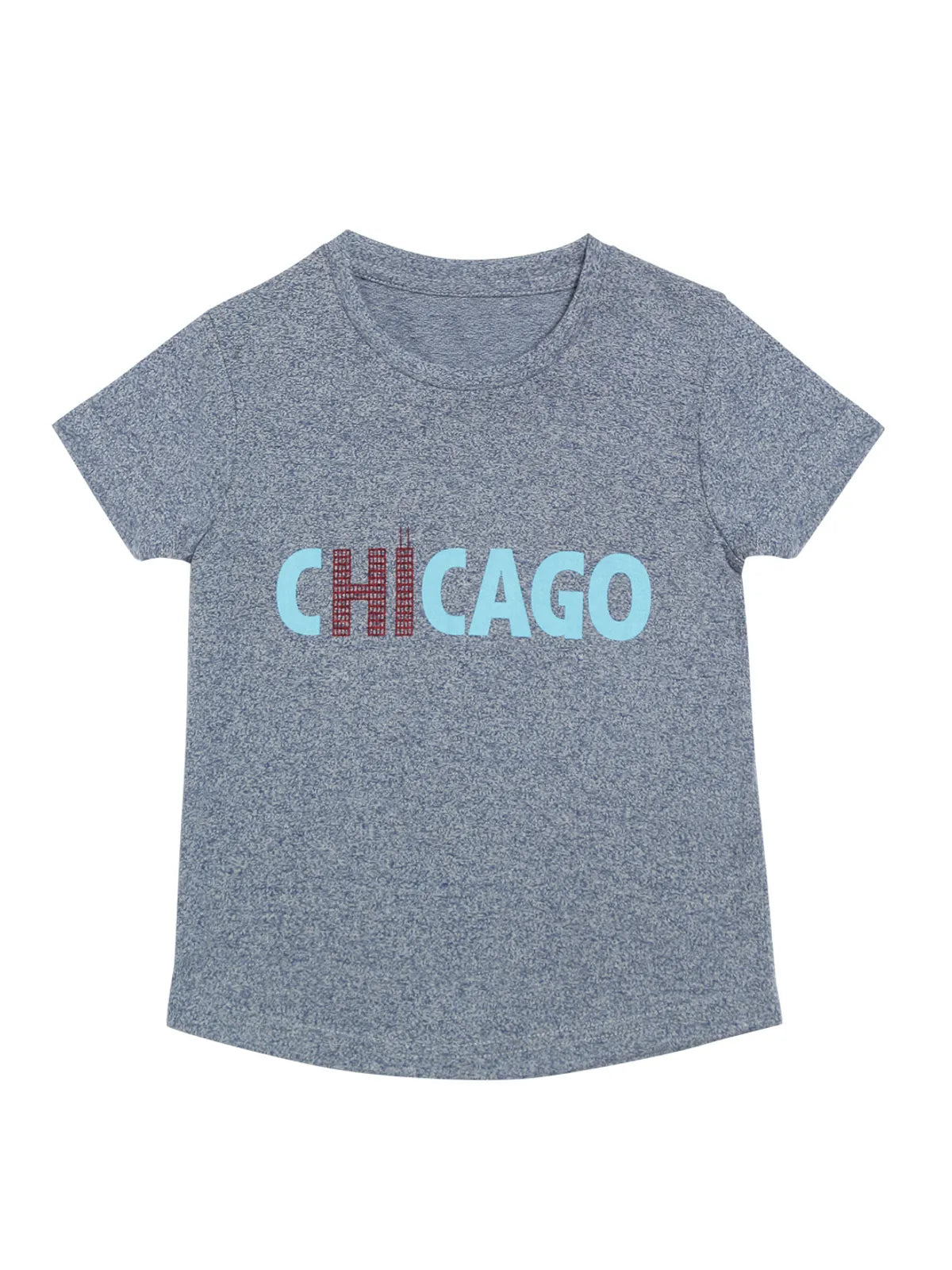 Door74 Unisex Blue Chicago Printed Round Neck T-Shirt image 0