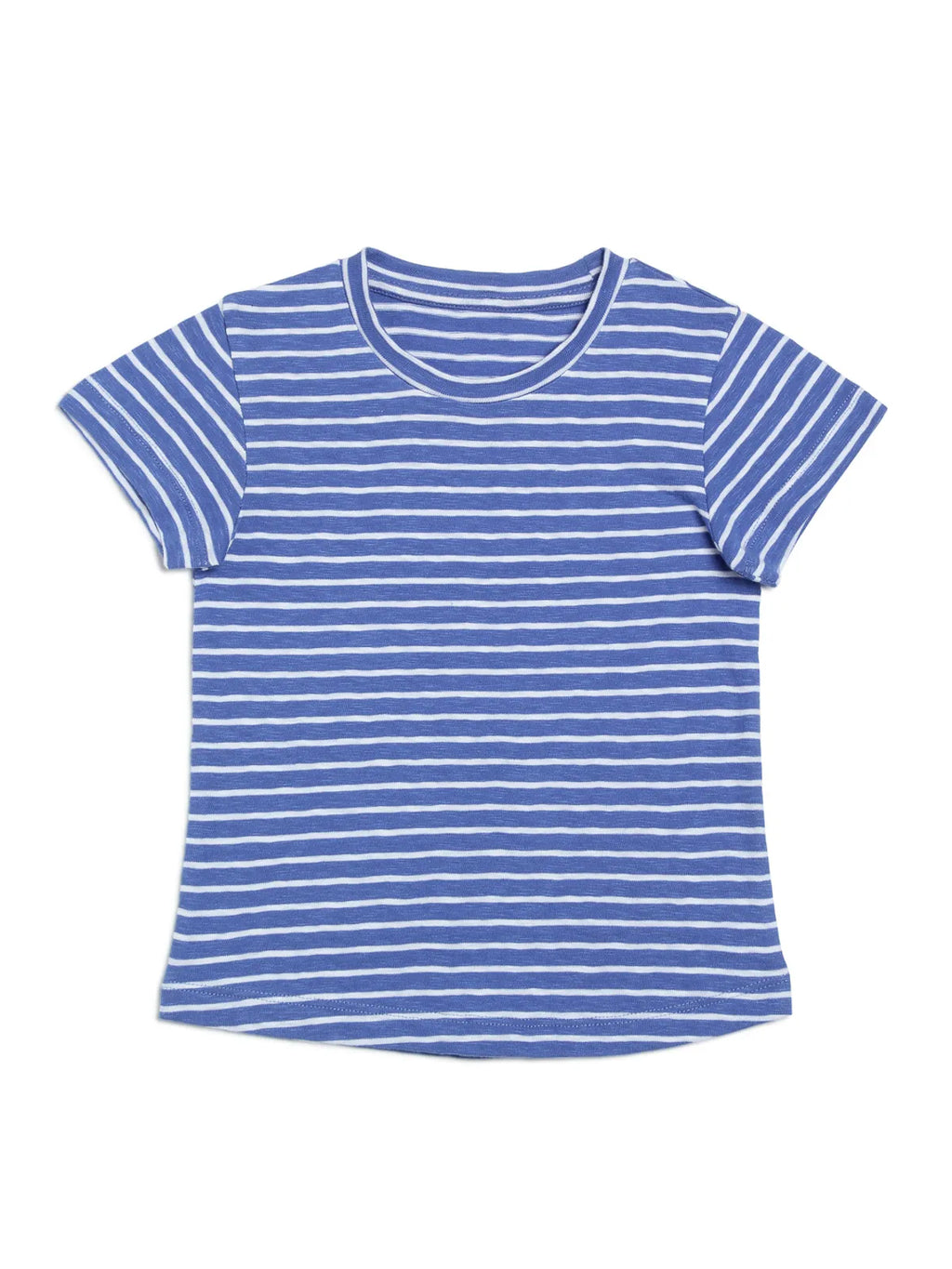 Door74 Unisex Blue White Striper Round Neck T-Shirt - 11-12Y image