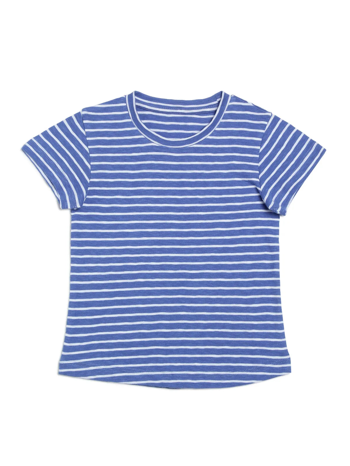 Door74 Unisex Blue White Striper Round Neck T-Shirt - 11-12Y image