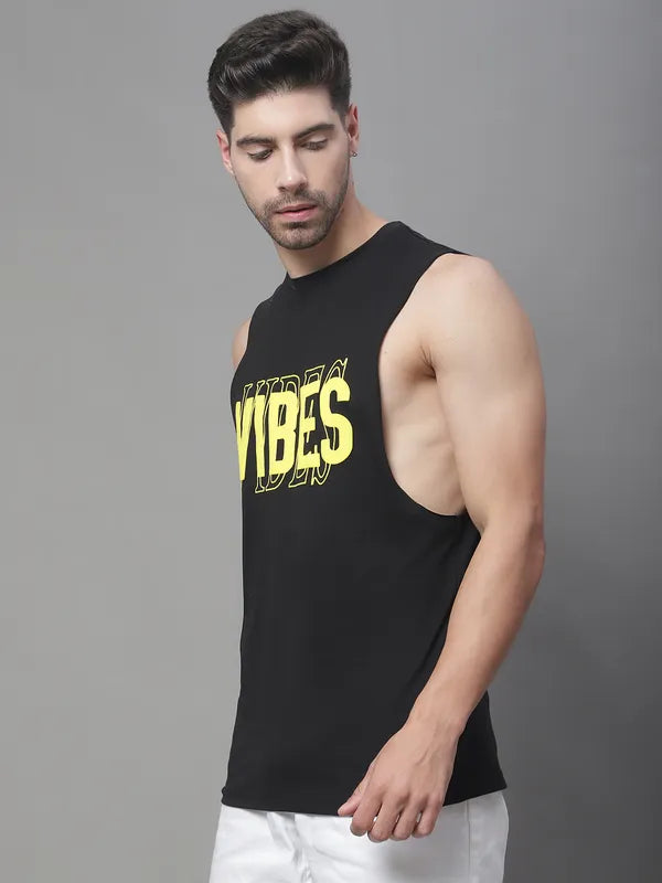 Door74 Vibes Printed Drop Armhole Black Vest image 2