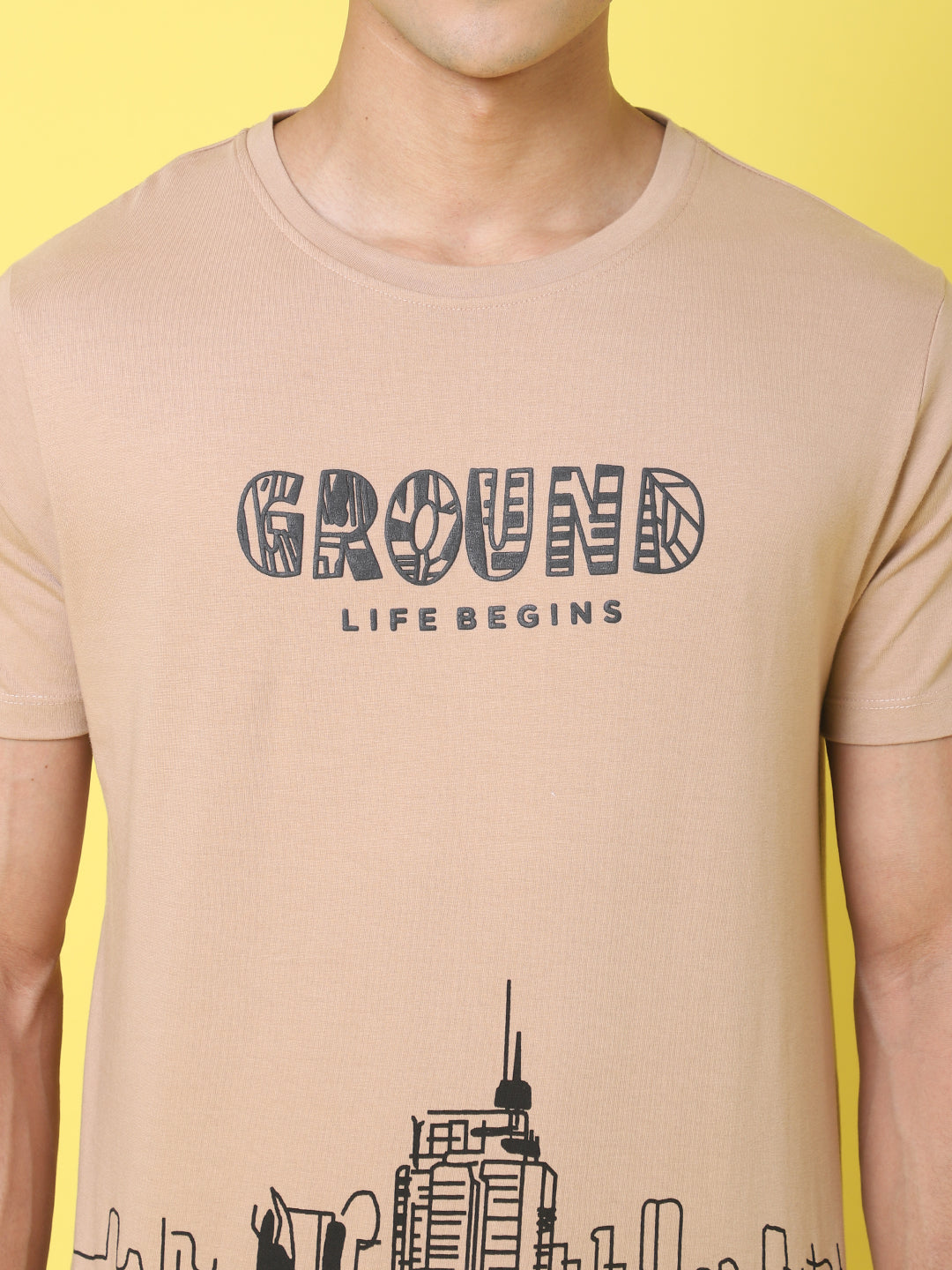 Printed Brown Regular T-shirt for Men image 2