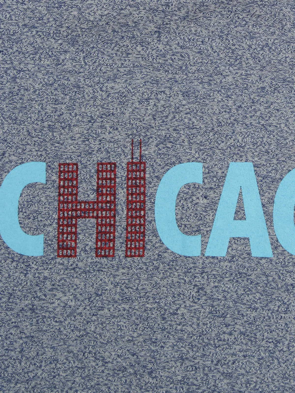 Door74 Unisex Blue Chicago Printed Round Neck T-Shirt - 3-4Y image