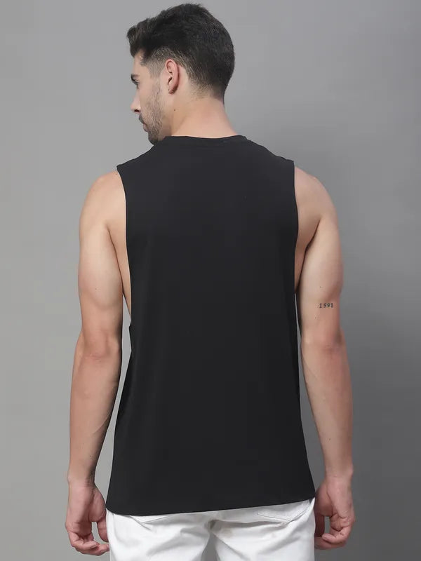 Door74 Vibes Printed Drop Armhole Black Vest image 3