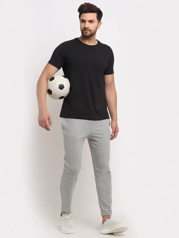 Light Grey Cotton Solid Joggers for Men image 4