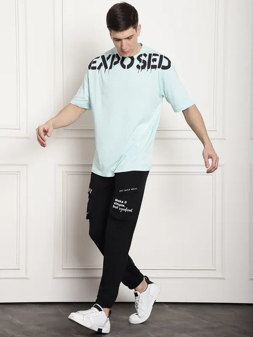 Black Cotton Printed Cargo Joggers For Men image 1
