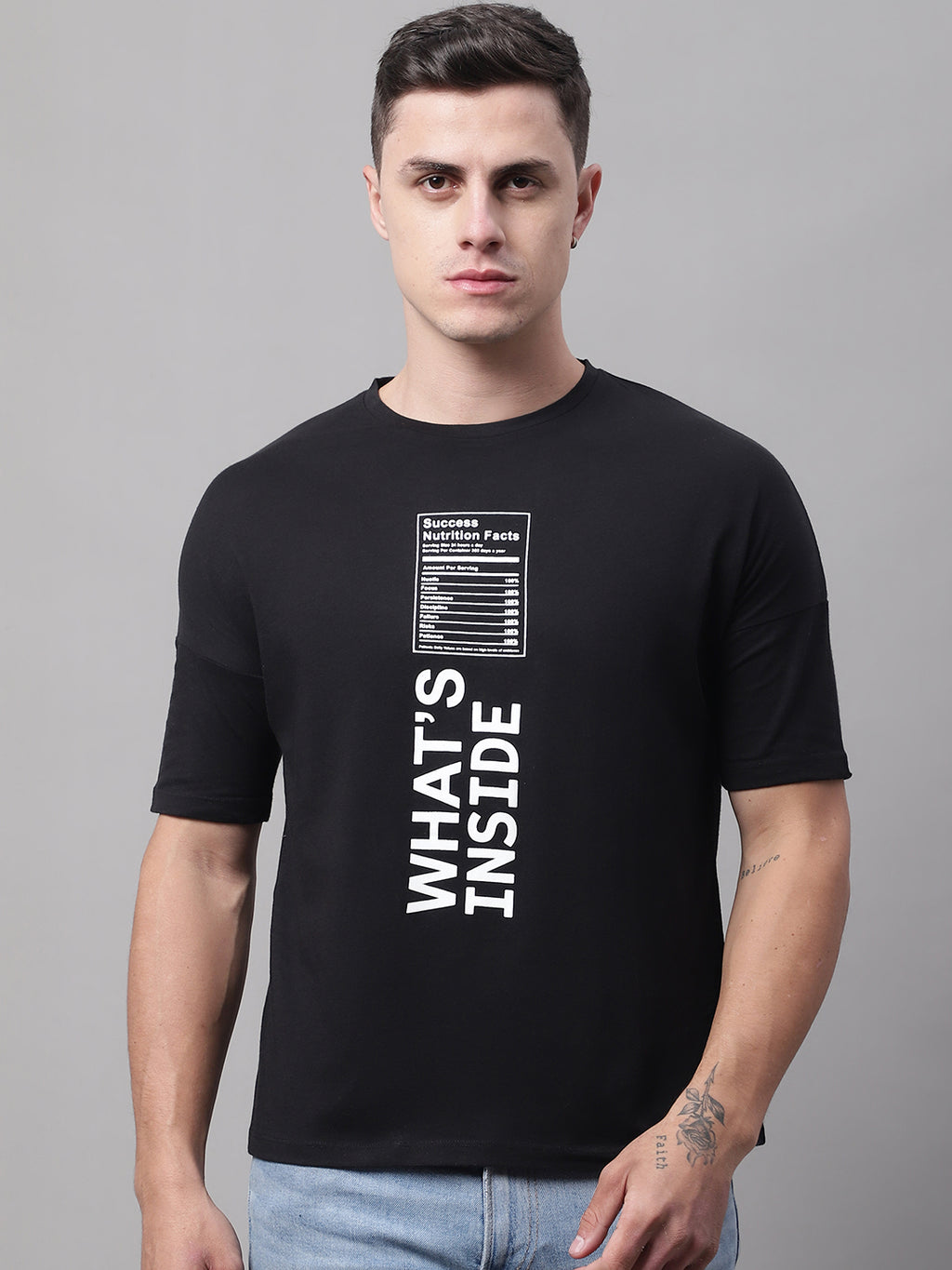 Whats Inside Printed Black Color Regular Fit T-shirt - S image