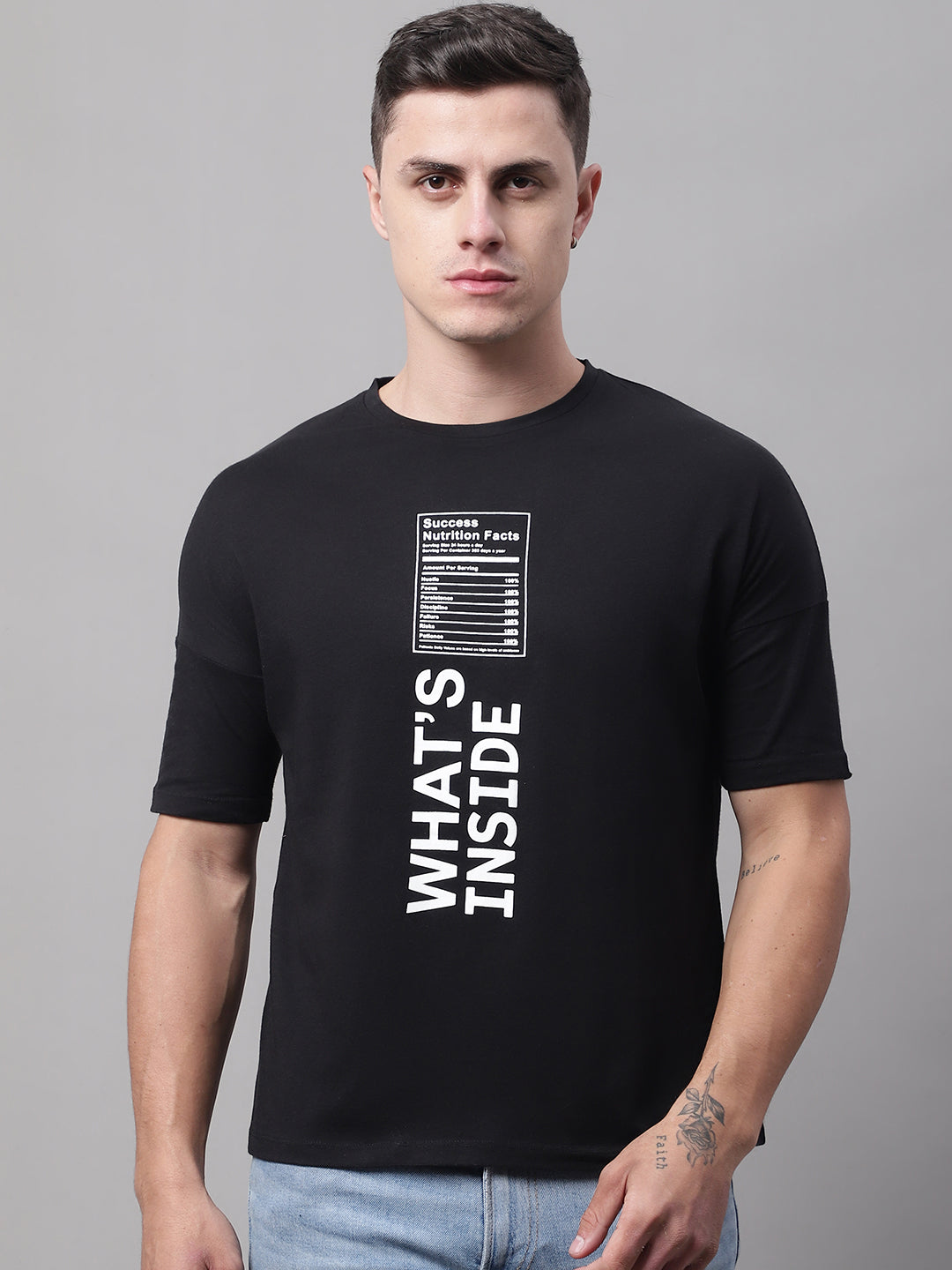 Whats Inside Printed Black Color Regular Fit T-shirt - S image