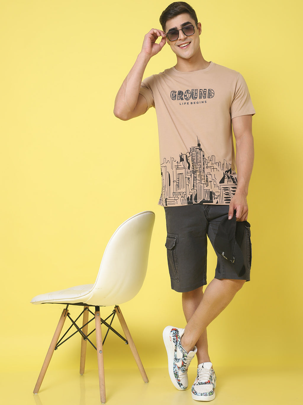 Printed Brown Regular T-shirt for Men image 3
