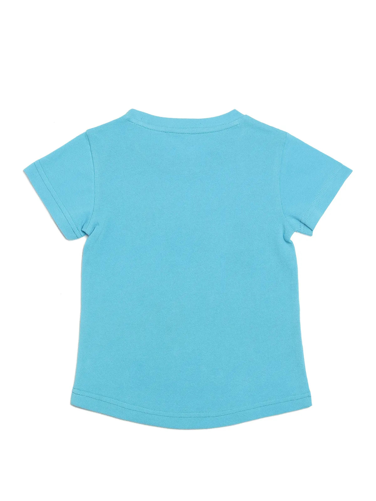 Door74 Unisex Blue No Printed Round Neck T-Shirt - 13-14Y image