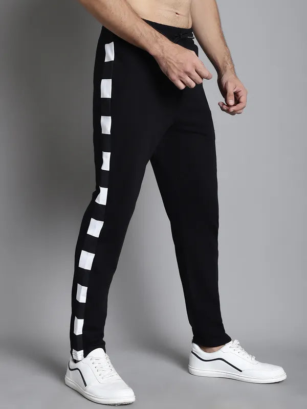 Black Cotton Printed Joggers For Men image 4