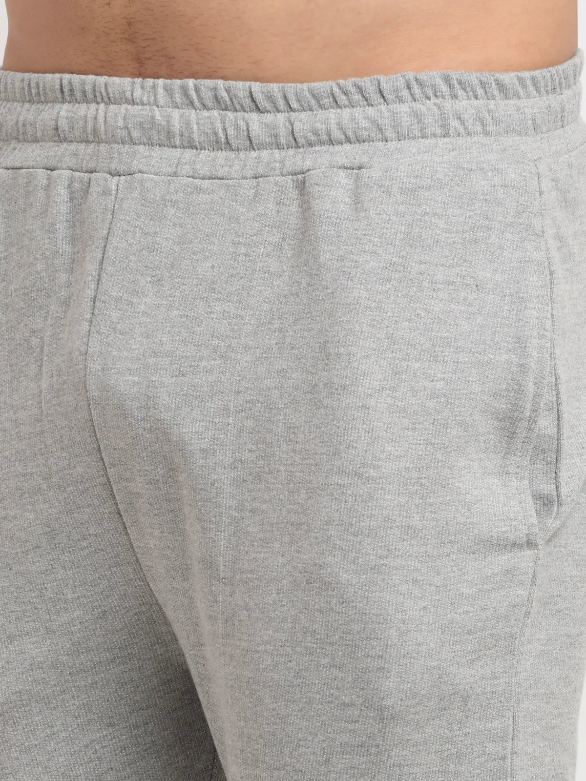 Light Grey Cotton Solid Joggers for Men - S image