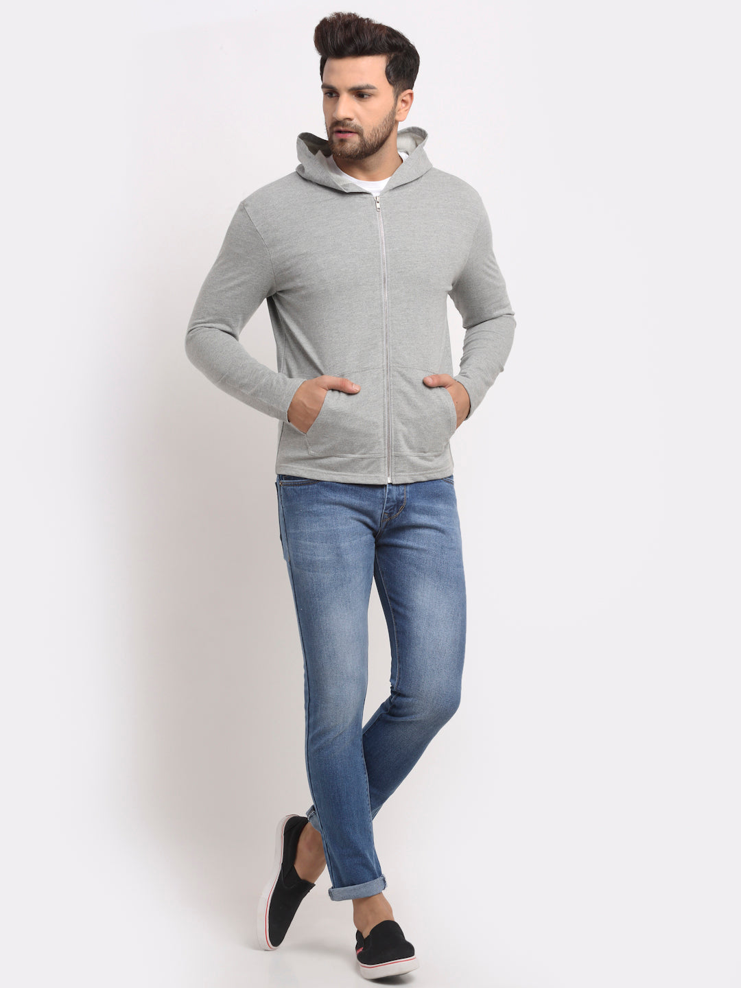 DOOR74 STYLISH HOODED JACKET WITH POCKETS image 3