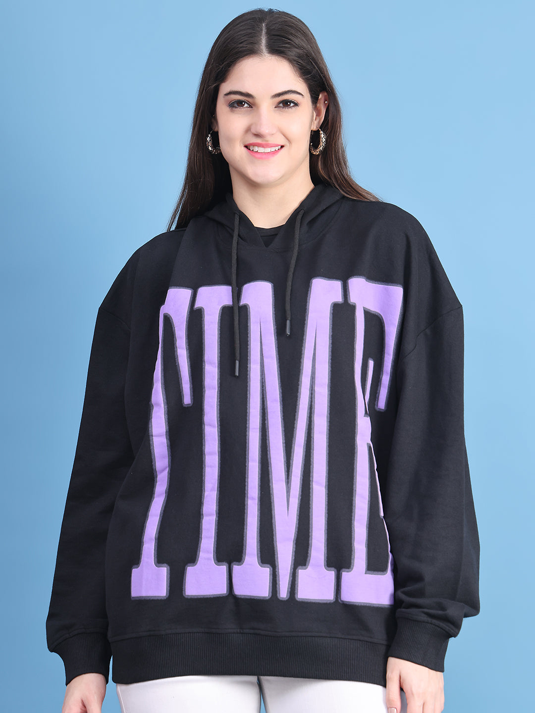 Women Typography Printed Cotton Sweatshirt image 0