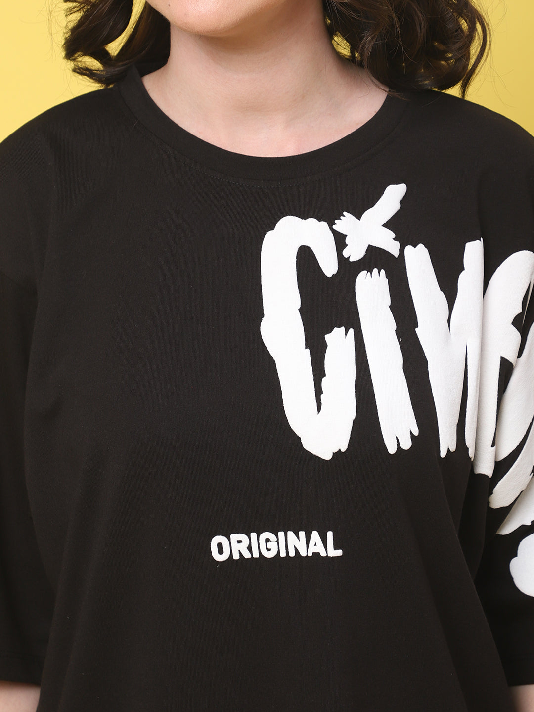 Typography Printed Loose Cotton T-shirt image 2